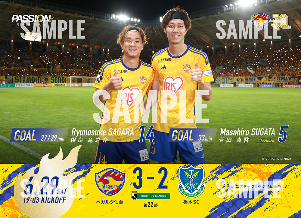 6/29 J2 栃木戦】「ベガルタ仙台マッチデーブロマイド 6/29 栃木戦